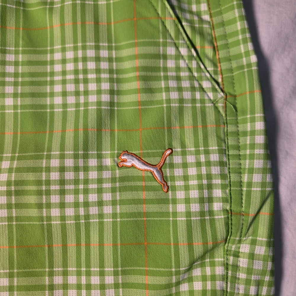 Puma Golf Shorts Mens 34 Green White Plaid Performance Small Spot  See Pics - Picture 6 of 10